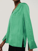 Recycled Satin Tunic Top | Green