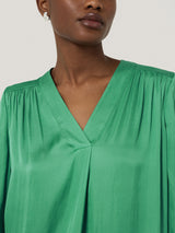 Recycled Satin Tunic Top | Green