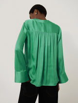 Recycled Satin Tunic Top | Green