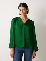 Recycled Satin Tunic Top | Emerald