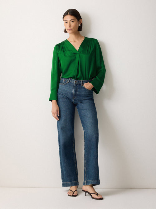 Recycled Satin Tunic Top | Emerald