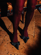 Satin Bow Slingback Heel | Black
