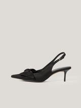 Satin Bow Slingback Heel | Black