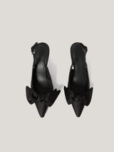Satin Bow Slingback Heel | Black
