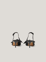 Satin Bow Slingback Heel | Black