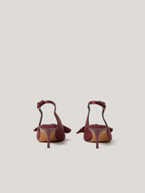 Satin Bow Slingback Heel | Burgundy