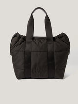 Nylon Quilted Drawstring Tote | Chocolate