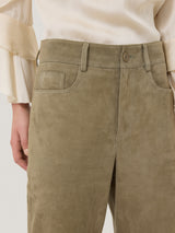 Suede Cropped Trouser | Green