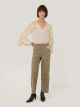 Suede Cropped Trouser | Green