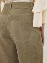 Suede Cropped Trouser | Green