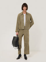 Suede Cropped Trouser | Green