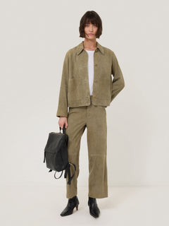 Suede Cropped Trouser | Green