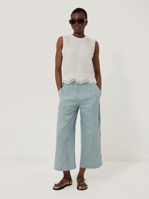 Mara Linen Relaxed Trouser | Light Blue
