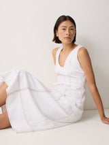 Linen Viscose Stitch Dress | White