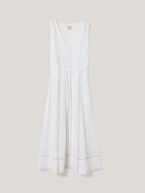Linen Viscose Stitch Dress | White