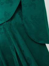 Floral Jacquard Boat Neck Top | Green