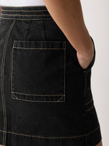 Denim Patch Pocket Mini Skirt | Black