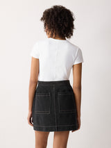 Denim Patch Pocket Mini Skirt | Black