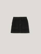 Denim Patch Pocket Mini Skirt | Black