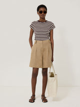 Linen Pleated Bermuda Short | Sand