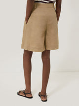 Linen Pleated Bermuda Short | Sand