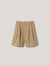 Linen Pleated Bermuda Short | Sand