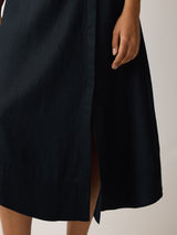 Linen Wrap Detail Skirt | Navy