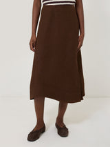 Linen Wrap Detail Skirt | Brown