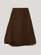 Linen Wrap Detail Skirt | Brown