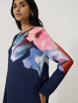 Dreamy Floral Boat Neck Top | Navy