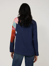 Dreamy Floral Boat Neck Top | Navy