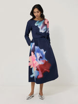 Dreamy Floral Boat Neck Top | Navy