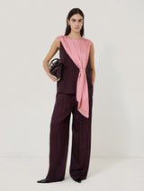 Draped Tie Detail Top | Oxblood
