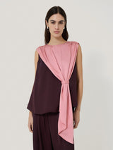 Draped Tie Detail Top | Oxblood