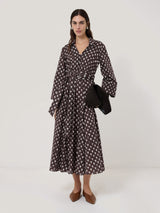 Tulip Voile Midi Dress | Oxblood