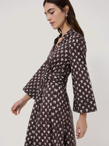 Tulip Voile Midi Dress | Oxblood