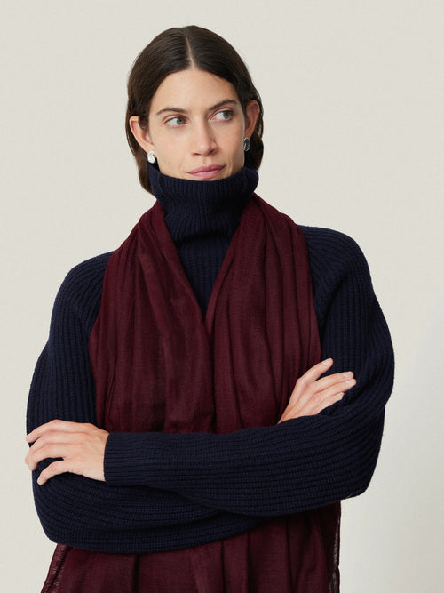 Pure Cashmere Gauze Scarf | Burgundy