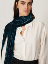 Plisse Velvet Scarf | Teal