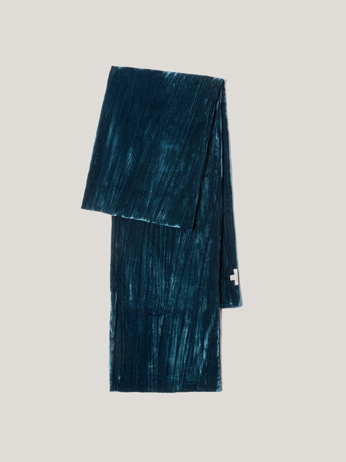 Plisse Velvet Scarf | Teal