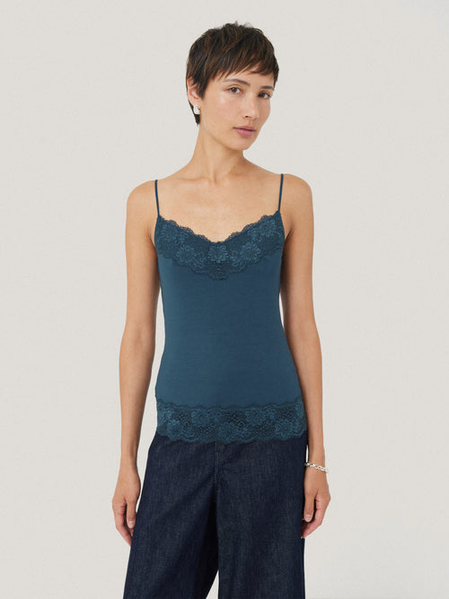 Modal Lace Vest | Smoke