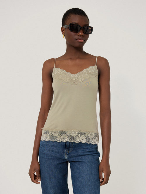 Modal Lace Vest | Ash Grey