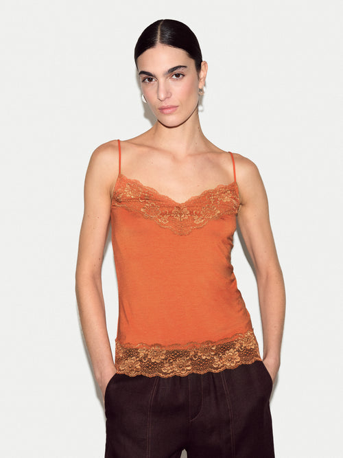 Modal Lace Vest | Orange