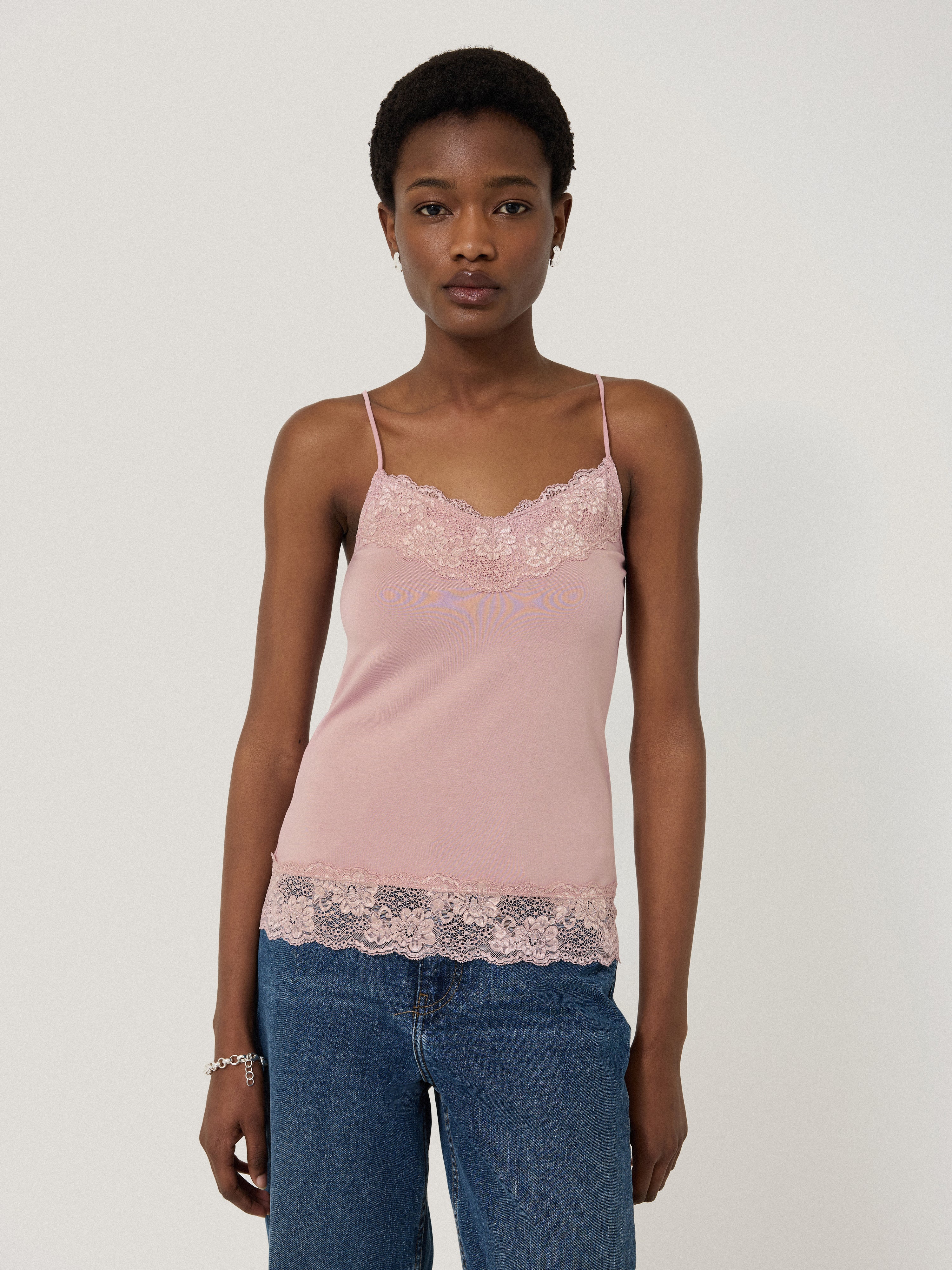 トップス 1930s Rose Spray Lace Vest Modal Lace Vest | Haze Pink – Jigsaw