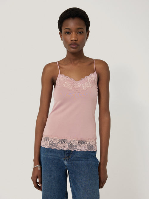 Modal Lace Vest | Haze Pink