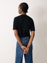 Short Sleeve Cardi Top | Navy