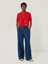 Short Sleeve Cardigan Top | Red