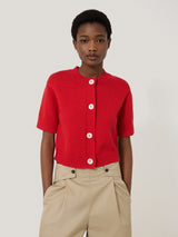 Short Sleeve Cardigan Top | Red