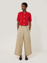 Short Sleeve Cardigan Top | Red