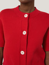 Short Sleeve Cardigan Top | Red