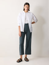 Dale Linen Check Trouser | Blue